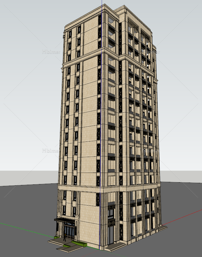 某欧式风格公寓楼建筑方案设计SU模型[原创]
