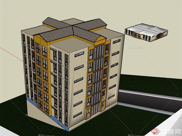 坡地住宅楼建筑设计SU模型