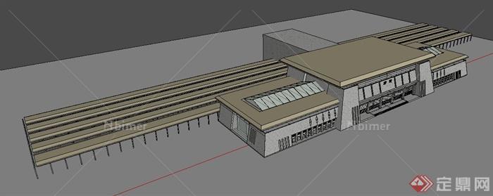 草原风格火车站建筑设计su模型[原创]