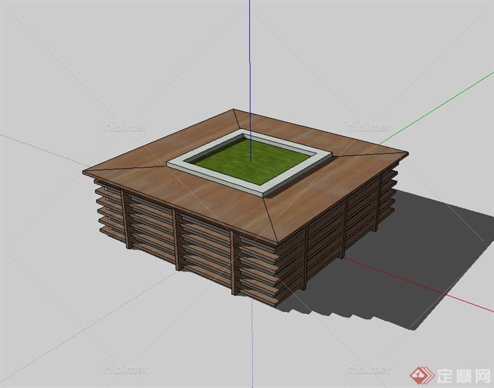 现代风格精致树池设计su模型[原创]