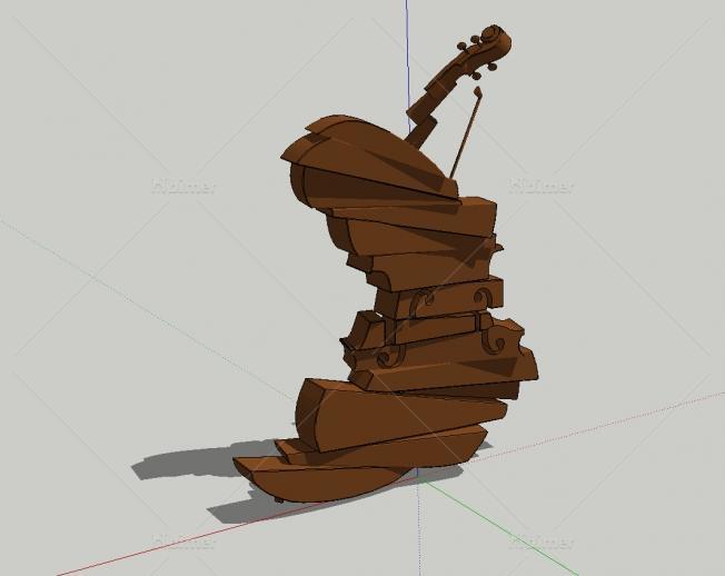 小提琴雕塑SketchUp模型下载分享带截图预览