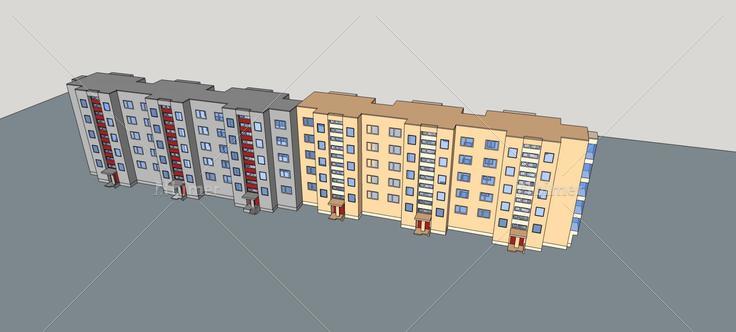 现代多层住宅楼(80373)su模型下载