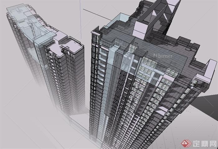 现代高层住宅建筑设计SU模型