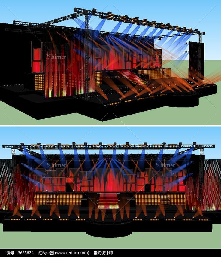 舞台舞美背景设计SU草图大师skp模型