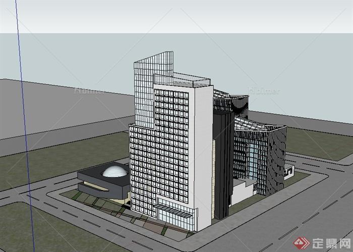 现代风格高层政府办公档案建筑楼设计su模型[原创