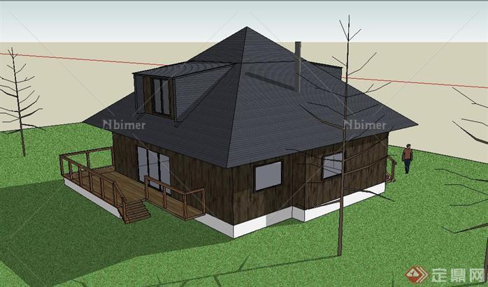 北美风格别墅建筑设计sketchup模型