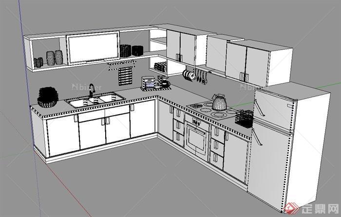 现代厨房设施设计SU模型