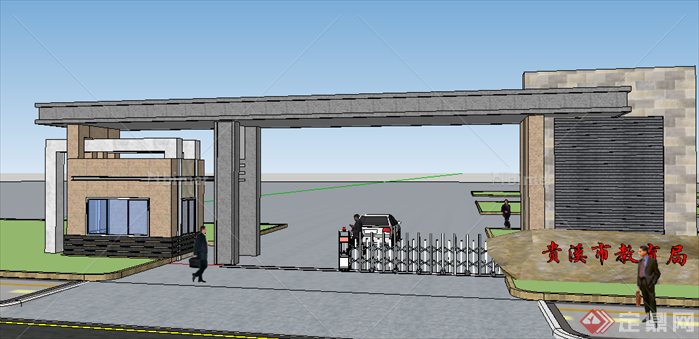 某现代风格园林景观大门设计SU模型素材72