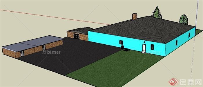 某单层乡村养殖住宅建筑设计SU模型