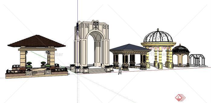 六款经典欧式景观亭设计SketchUp(SU)3D模型