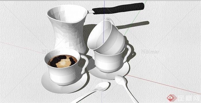 精致咖啡餐具设计SU模型[原创]