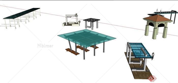 13款现代风格景观凉亭设计su模型