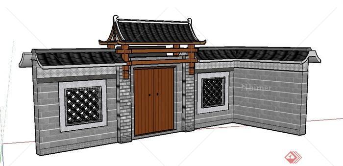 古典中式庭院门设计SU模型