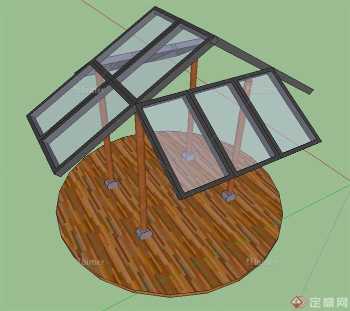 园林景观节点玻璃凉亭设计SU模型