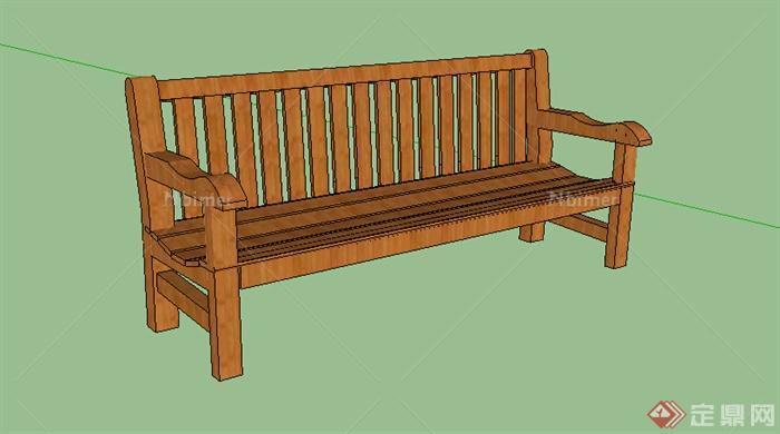 某个室外木质坐凳设计SU模型参考