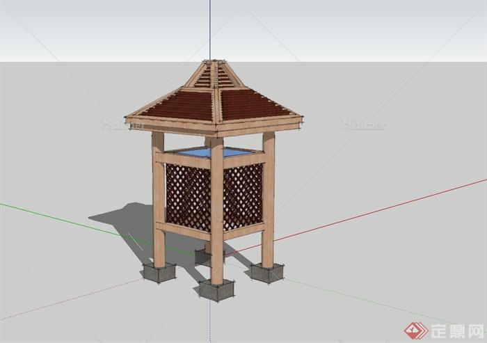 东南亚风格景观亭设计su模型[原创]