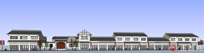 中式风格商业街建筑设计SketchUp(SU)3D模型[原创