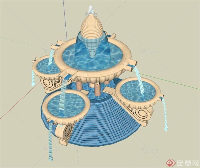 欧式水钵水景设计SU模型