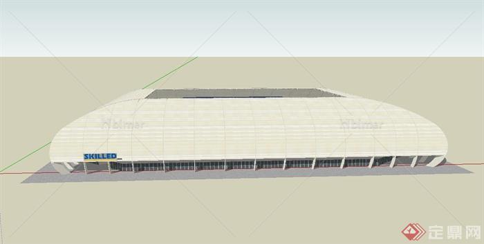 某现代风格方形足球馆建筑设计SU模型