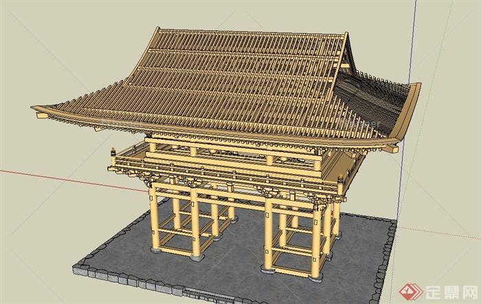 某日本古建筑框架设计SU模型