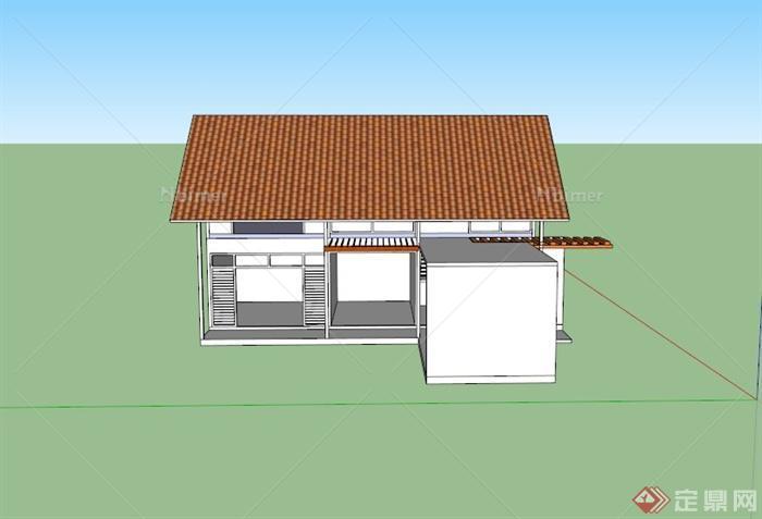 现代某两层普通住宅建筑设计SU模型