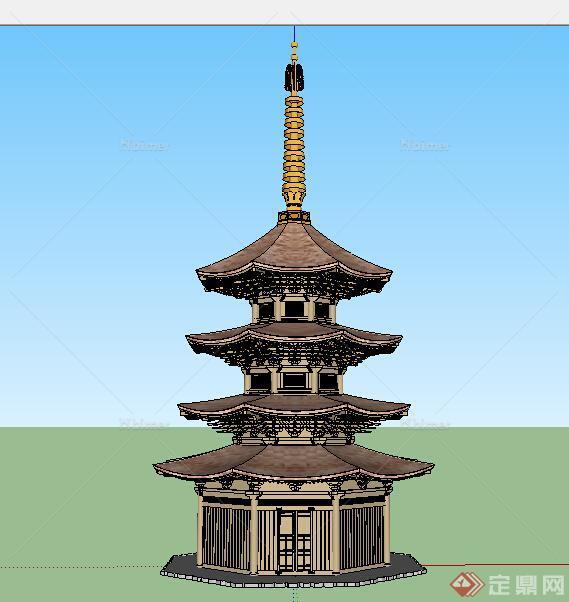 某古建园林塔设计SU模型