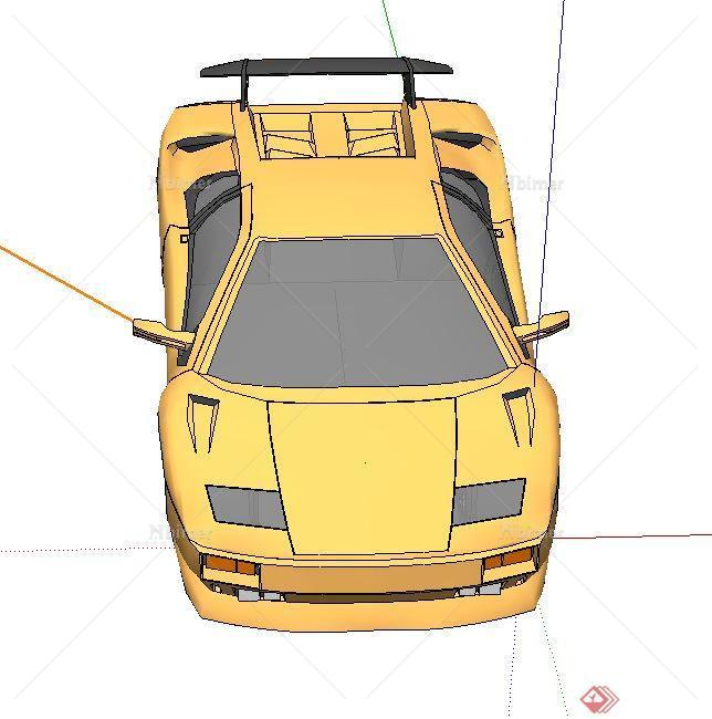 单个黄色跑车设计su模型