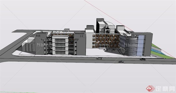 现代某市第二实验中学校园建筑设计SU模型