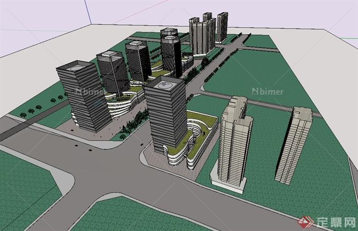 某市中心办公建筑设计su模型