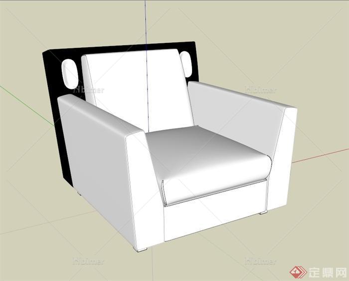 某现代风格室内单人沙发设计su模型[原创]