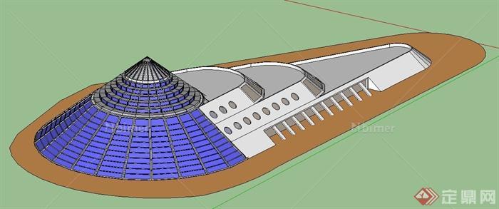 现代科技展览馆建筑设计su模型