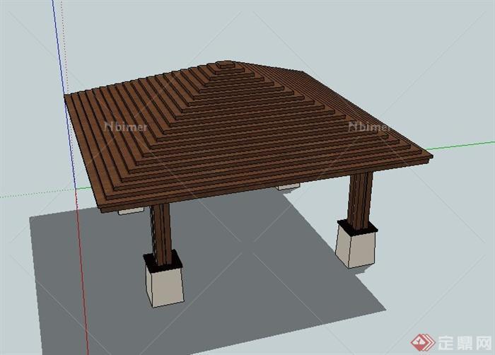 一个四角亭子设计SU模型