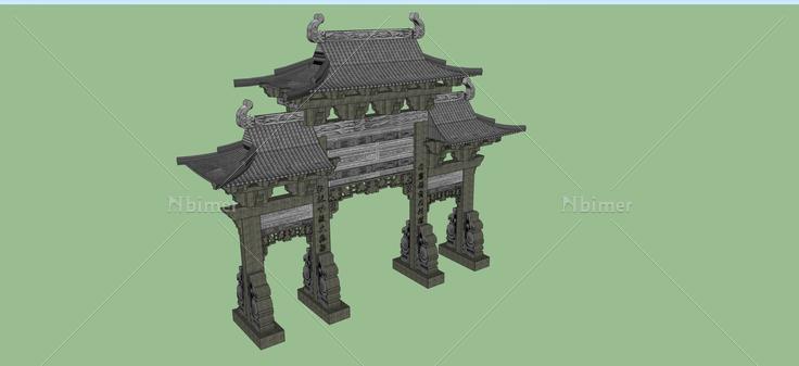 中式牌坊(43287)su模型下载