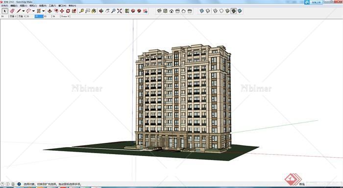 某13层住宅楼建筑设计SU模型