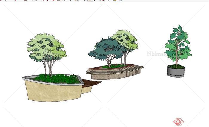 三种不同造型的树池设计su模型[原创]