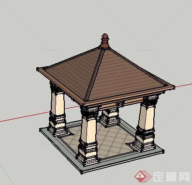 园林景观之东南亚风格景观亭设计su模型10