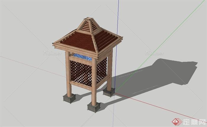 东南亚风格景观亭设计su模型[原创]