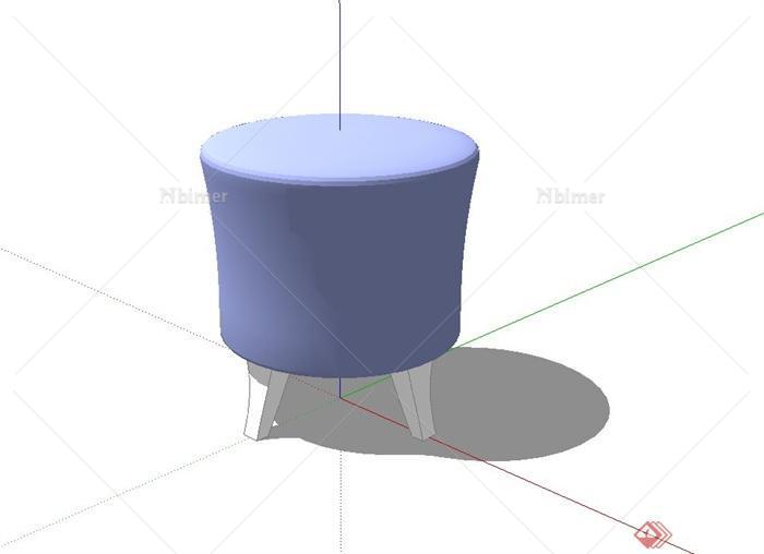 现代圆形四角坐凳设计su模型