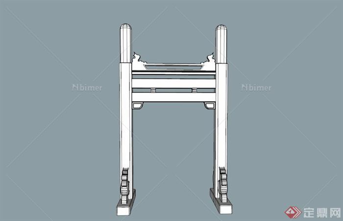 古典中式景区大门设计SU模型