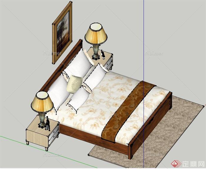 卧室双人大床设计SU模型