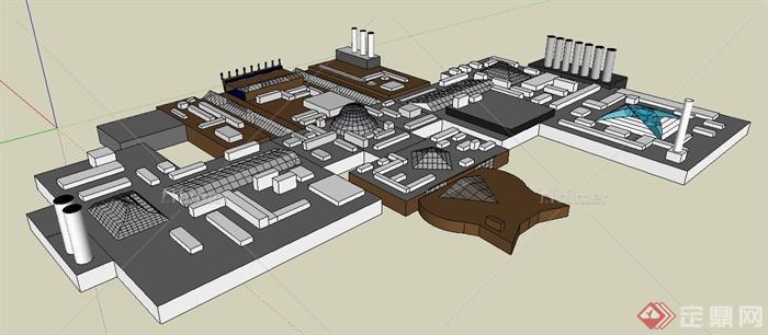 某工业厂区建筑规划su概念模型