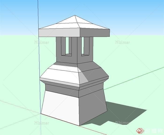 石灯塔设计su模型