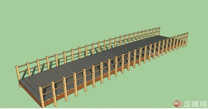 现代木栏杆园桥设计SU模型[原创]