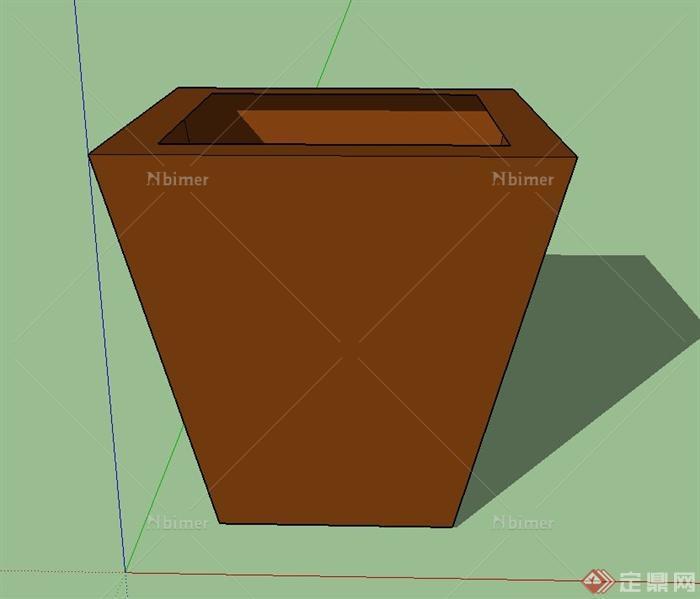园林景观方形花钵设计SU模型[原创]