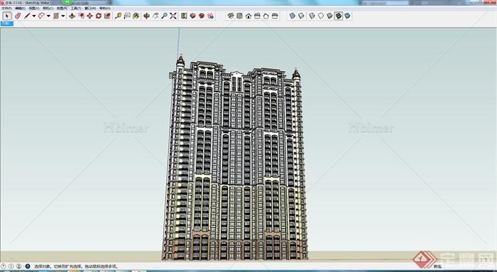 高层居住住宅建筑设计SU模型