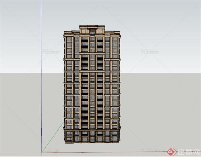 某现代18层办公建筑设计SU模型
