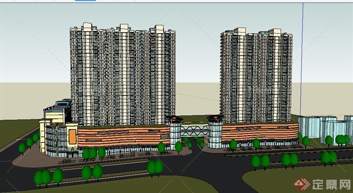 某现代商住建筑设计SU模型（含景观）