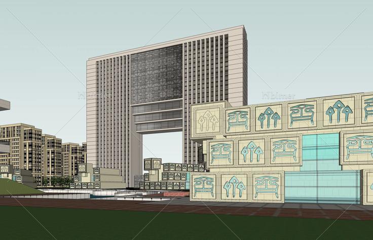 现代综合行政办公区(41263)su模型下载
