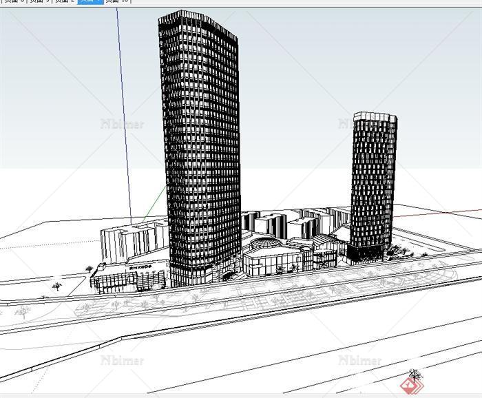 某现代风格高层商业办公大厦楼设计su模型[原创]