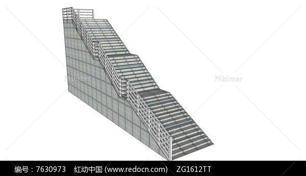 公园大楼梯景观SU